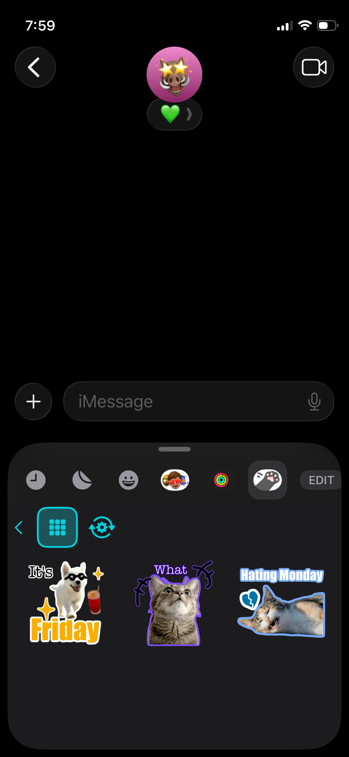 Choose Expresstic tab to access stickers