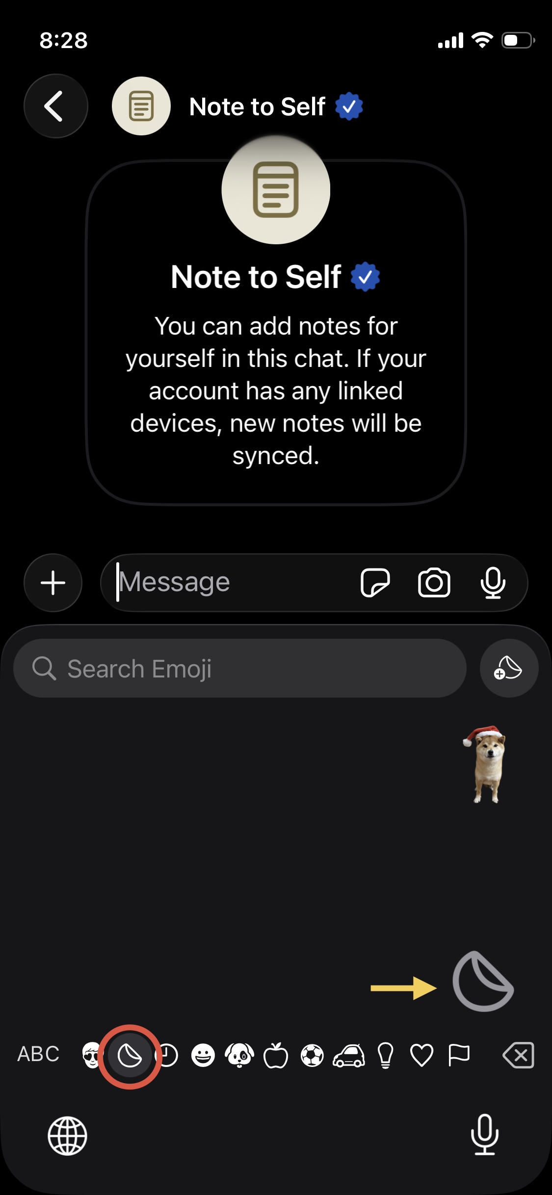 Find System Sticker on Emoji Keyboard and Enter Custom Keyboard